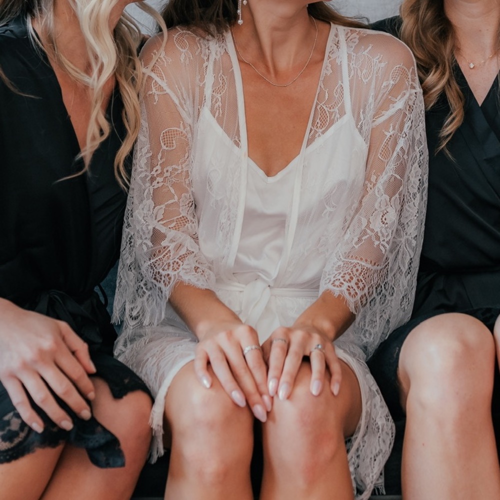 S Lace White Robe